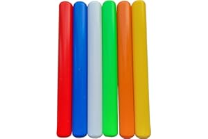 PRISP Set of 6 Relay Batons - Hollow Coloured Sticks for Track and Field