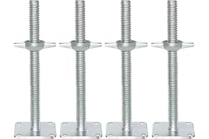 LJJJXXX Adjustable Leveling Jack 12", Scaffolding Galvanized Screw Solid Stem Jack with Base Plate, 4 Pack