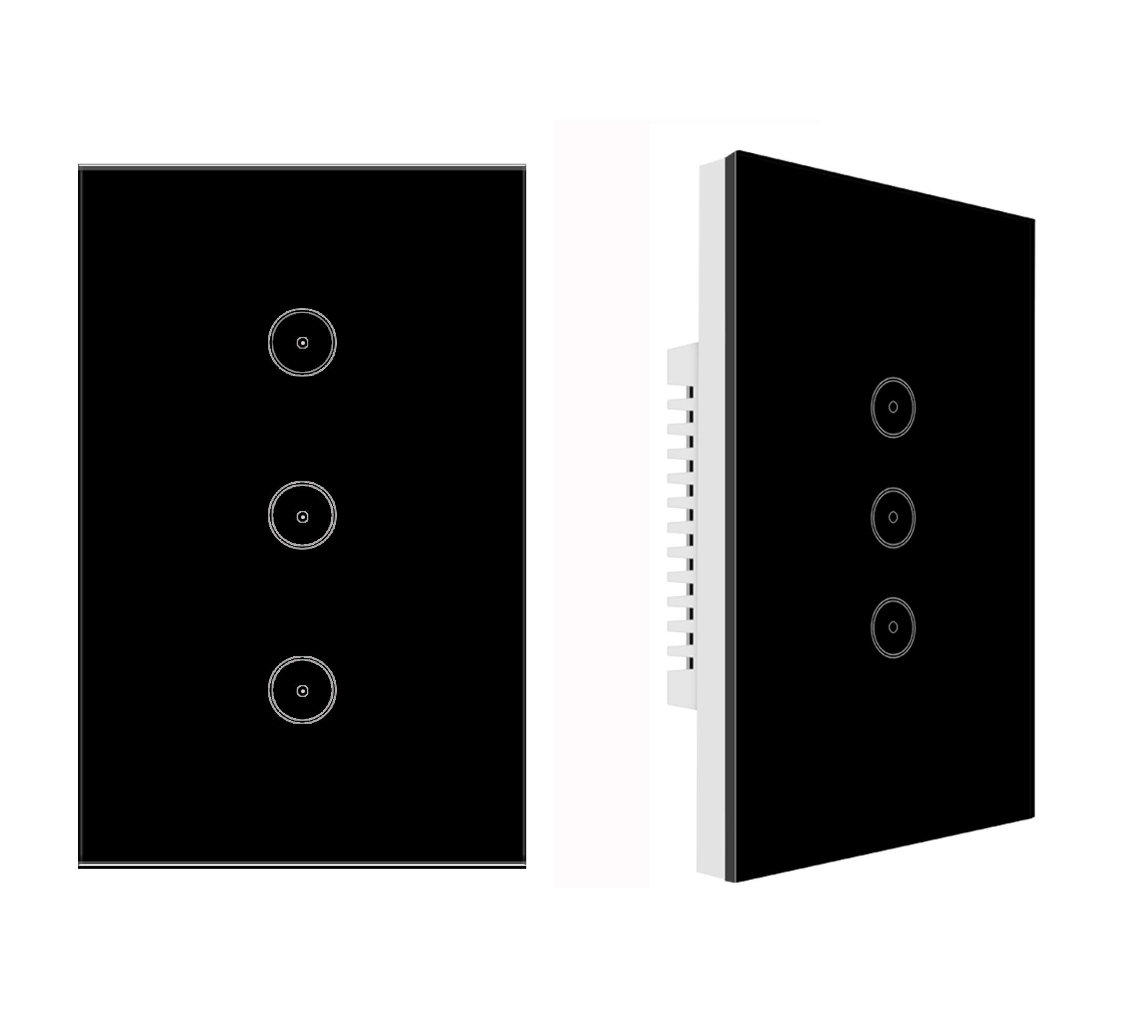 JinvooWiFi Wall Light Touch Panel Switch, Remote Control with Smart Phone,No Hub Required, AC 120V, Compatiable with Alexa Echo, Works with Google Home (3gang-2pack-Black)