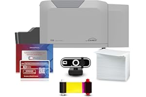 Bodno Seaory S28 Dual Sided ID Card Printer & Complete Supplies Package ID Software and Camera - Silver Edition
