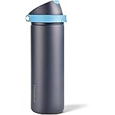 Xtusimple 24 oz Stainless Steel Water Bottle with 2-in-1 Quick Flip Straw and Push Button Spout Lid, Fits Car Cupholder, Triple Walled Vacuum Insulated Metal Leakproof, for Gym, Hiking, Trip, Blue