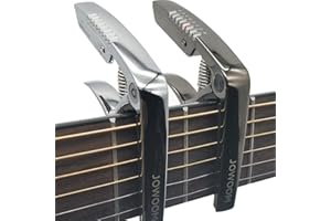 YUEKO Personality Advanced Capo-Tuner 2-in-1 for Acoustic Guitar with USB Rechargeable Battery/LED Edge Lighting Display Guitar Capo Universal Accessories (Capo-Tuner 2-in-1 Black)