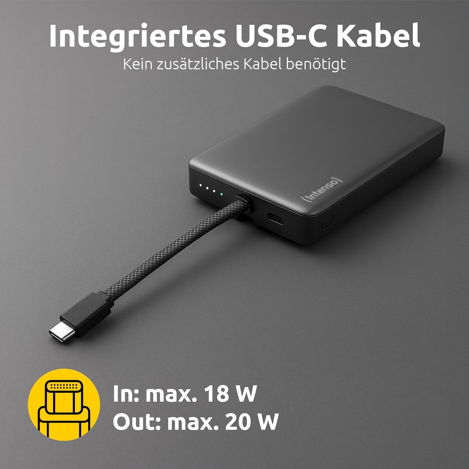 Intenso MC10000 Magnetische Powerbank 10.000 mAh mit USB-C Kabel 3