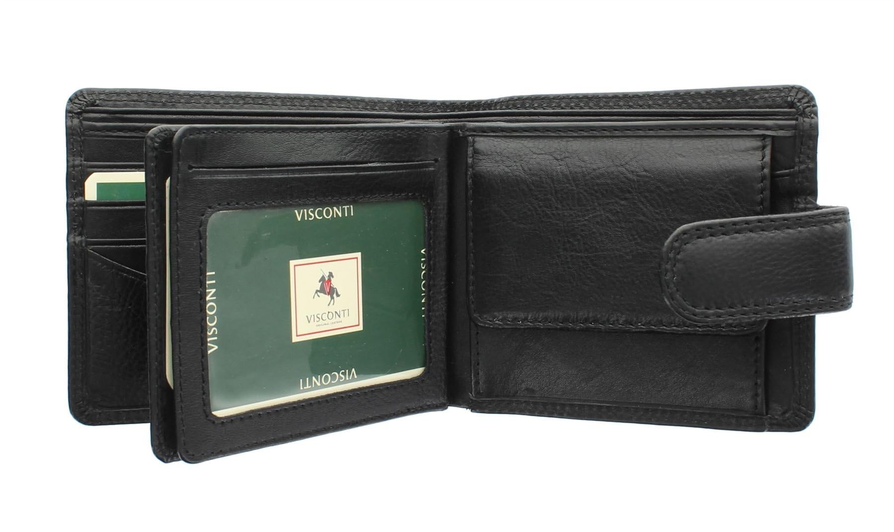 VISCONTI Heritage Collection Strand Leather Wallet with Tab Closure RFID Blocking HT13 Black