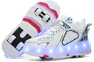 HHSTS Boys Girls Shoes Roller Sneakers New Upgrade- 16 Light Up Modes 2&4 Sturdy Big Wheels USB Rechargeable Breathable Durable Easy-On Best Gift Making Kids Love Outdoor Sport