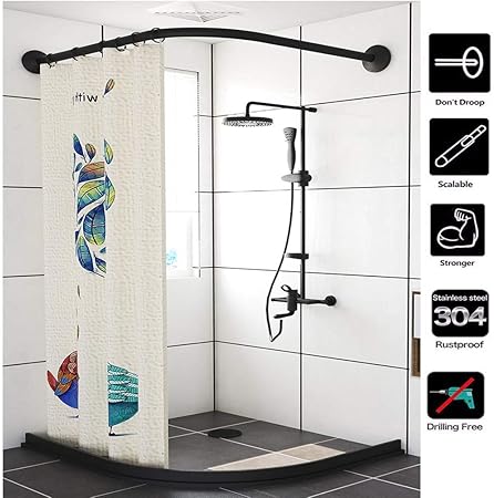 Y Only Barre Rideau Douche Angle Tringle Rideau Douche Extensible Barre Rideau Extensible Sans Percage Pour Salle De Bain Petite Douche 2 Modes D Installation70 To 95cm X70 To 95cm Amazon Fr Cuisine Maison