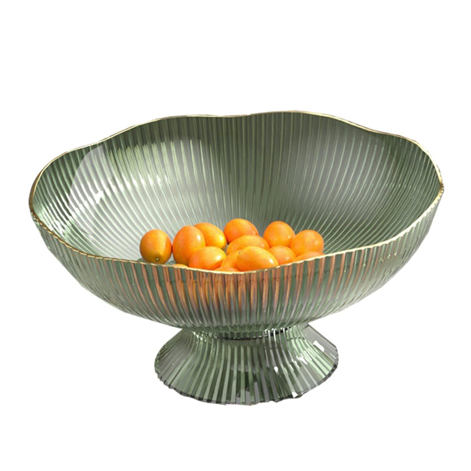 Fruit Bowl, Decorative Pedestal Bowl with Draining Hole Detachable Base Household Living Room Coffee Table Fruit Candy Snack Display Plate Home Decor Serving Dish Table (Green)