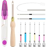 AUGSUN 13Pcs Punch Needle Kit for Craft Beginner Punch Embroidery Kit | Adjustable Needles Length, Punch Needle Tool, Wood Handle Embroidery Pen, Floss Cross Stitching Accessories