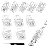 RGBZONE 10 Packs 4-Pin RGB LED Light Strip Connectors 10mm Wide Unwired Gapless Solderless Strip to Wire Quick Connectors Adapter for Waterproof or Non-Waterproof SMD 5050 Multicolor LED Light Strip
