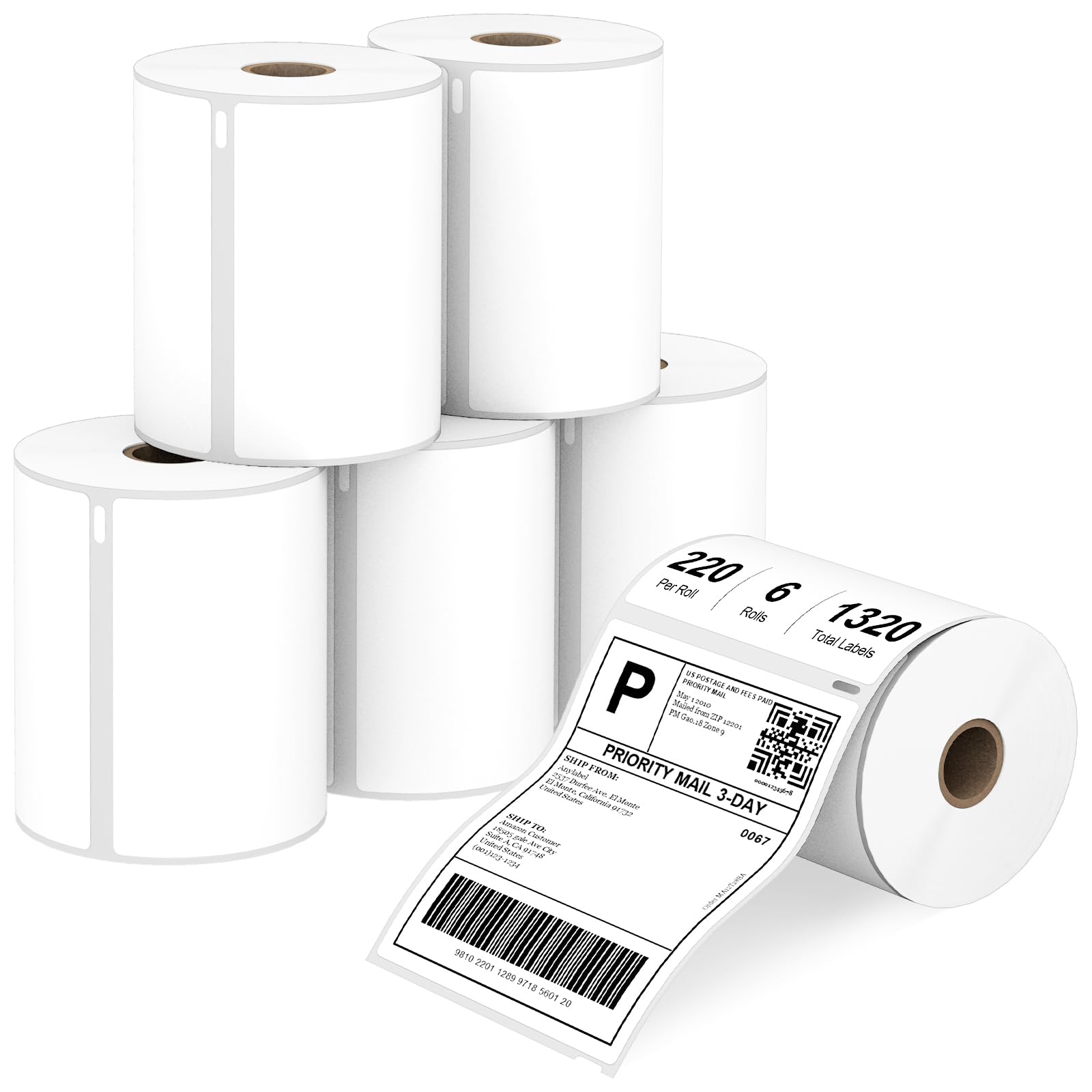 Photo 1 of Anylabel Compatible 4" x 6" Direct Thermal Label Replacement for DYMO 1744907 Postage Address Shipping Compatible with Dymo 4XL, Rollo & Zebra Printer Permanent Adhesive (6 Rolls, 220 Labels/Roll)