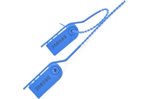 SRR 100 Pull Tite Signage Security Plastic Beaded Seals Tamper Proof Numbered Locks Breakable Adjustable Length Tags for Clothes, Shoes and Bags 210mm Blue