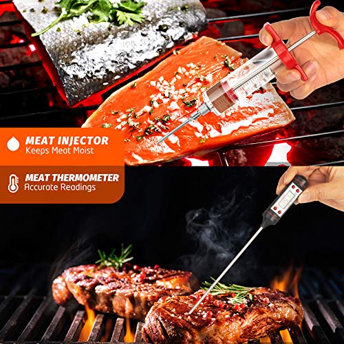 EIGNO BBQ Grilling Accessories 27-Piece Accessories Set，Professional Grade Stainless Steel Grill Kit with Meat Thermometer and Injector,Perfect BBQ Grilling Tools for All Your Grilling Needs