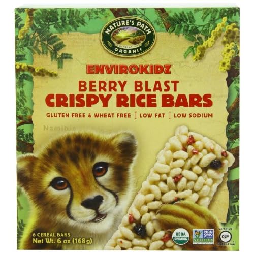 EnviroKidz Organic Cheetah Crispy Rice, Berry Blast, 1.0 oz. Bars, 6-Count (Pack of 6) image