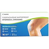 AUVON Hydrogel Burn Dressings 4" x 4" for Instant Cooling Relief & Moist Healing, Adhesive Burn Pads for 1st-2nd Degree Burns, Cuts, Abrasions, Waterproof Wound Dressing for Home First Aid Kit, 10 Pcs