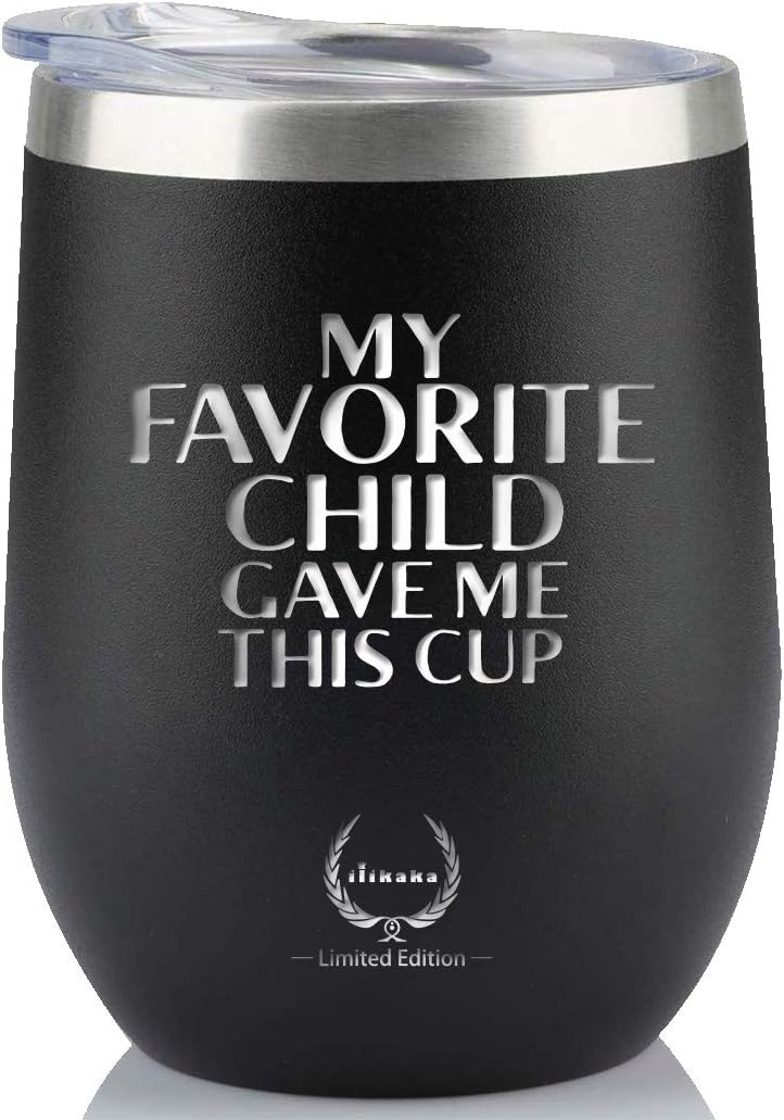 Dad Birthday Gifts From Daughter or Son Wine Tumbler-Unique Gifts for Mom Gifts for Parents who have everything Personalized for Father's Day,Gifts for Mother,Mom,Uncle,Grandpa,Insulated 12oz Black