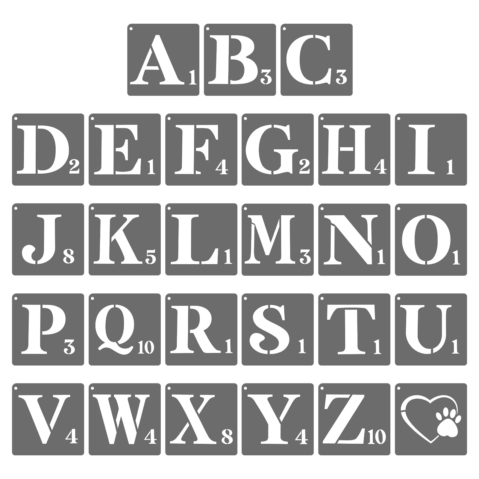 PATIKIL 2.5 Inch Plastic Letter and Number Stencils, 27 Pcs Reusable Alphabet Stencils for Painting Spraying on Wall, Wood, Fabric