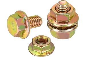 uxcell M6 x 10mm Flanged Hex Head Bolts, 20Pcs Zinc-Plated Carbon Steel Flange Hexagon Screws with Nuts, Fully Threaded, for 