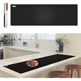 49.2" x 15.7" Large Silicone Mat for Kitchen Counter Protector, Cuttable | Silicon Countertop Protector Mat Heat Resistant Mats for Countertop, Cut to Fit Placemat Ship Roll by Foepoge, Black
