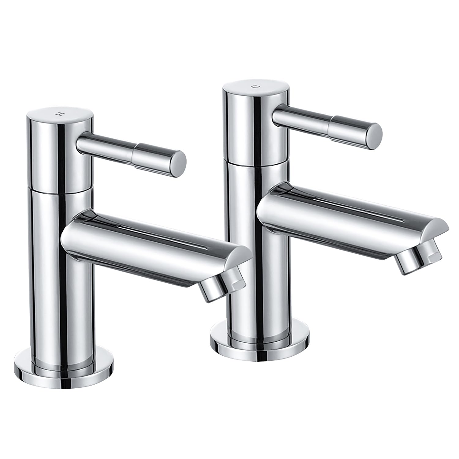 Wasserrhythm Basin Taps Pair Twin Bathroom Sink Taps Traditional Two Holes Lead-Free Stainless Steel Chrome Hot and Cold Water Wash Basin Tap 1/4 Turn 2 Holes