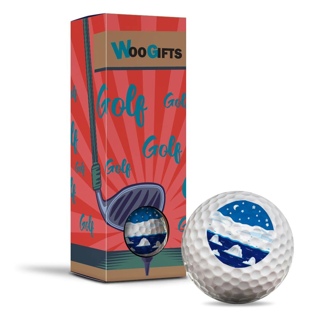 Destination Vinyl Ltd 3 x Golf Balls in the Box - Winter Snow Christmas Iceberg Stars Joke Funny Golfing Golfer Fan Club Sport Wedding Dad Husband Friend Men Boys Ball Gift #10716