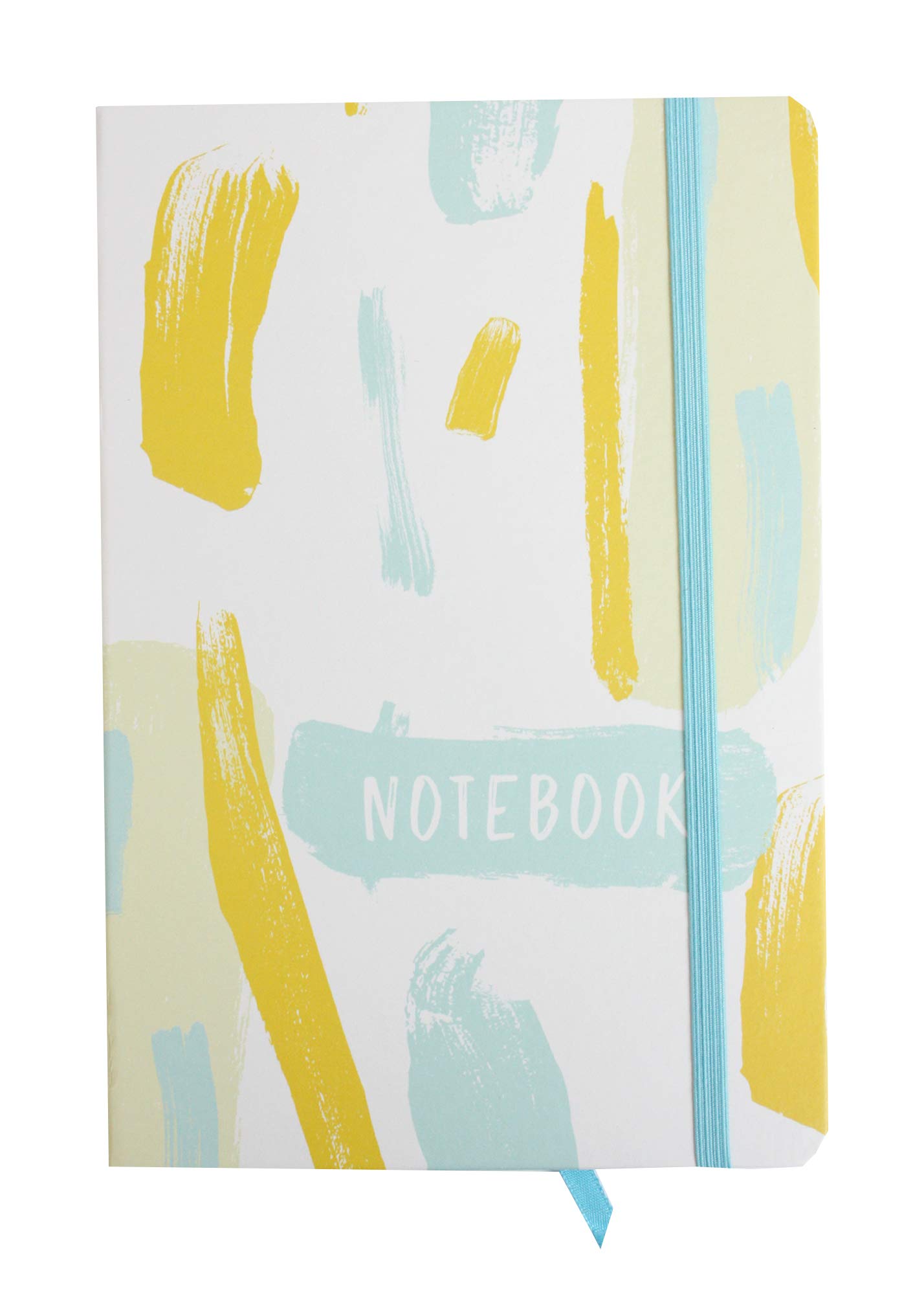 Emartbuy Hardbound Painted Effect Diary Notebook Notepad Writing Journal Ruled A5 Size 96 Sheets (192 Pages) With Elastic Band - White Yellow