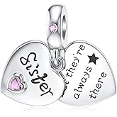 JIAYIQI Mother Sister Daughter Wife Charms Fit Charms Bracelet Necklace with Double Heart Love Charms 925 Sterling Silver Beads for Women Jewelry