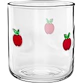 Sel Natural Apple Icon Juice Glasses, Aesthetic Glass Juice Cups 14 oz Cocktail Glasses Drinking Glass Old Fashioned Iconic Glasses for Women Sister Friend Party (Apple)