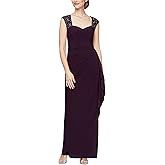 Alex Evenings Womens Long Column Dress with Sweetheart Neck (Petite and Regular)