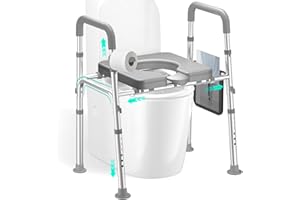 HOMEAL Raised Toilet Seat Riser with Handles for Seniors, 450LBS Heavy-Duty 3in1 Commode Chair for Disabled & Patients with Reinforced Frame & Protective Deflector, Built for Safety & Clean