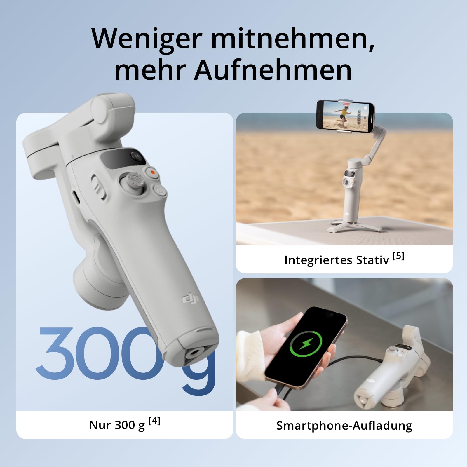 DJI Osmo Mobile 7 Gimbal-Stabilisator für iPhone, Android, integriertes Stativ, Ultraleicht, 3-Achsen-Smartphone-Gimbal, ActiveTrack 7.0, ShotGuides, EIN-klick-Bearbeitung, 10 Std. Nutzung 6