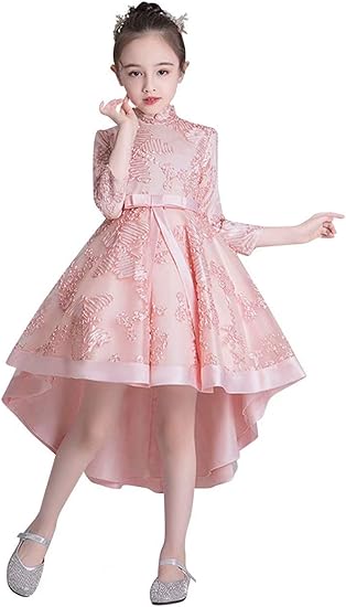 Amazon Omzin 子供 長袖 ドレス 発表会ドレス ロング引き裾 子供服 女児 キッズ チュールドレス ワンピース ピアノ発表会 演奏会 入園式 結婚式 110 1 130 140 150 160 フォーマル 通販