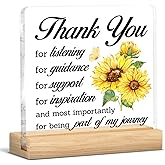 Thank You Gifts for Women Teacher, Appreciation Gifts Thankful Signs Desk Decor for Mentor Coach Educator Friends Coworkers Boss Lady Supervisor Therapist Acrylic Plaque for Home Office