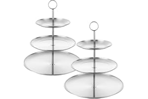 ABuff 2 Pack Cupcake Display Stands 3 Tier Serving Tray Platters Stainless Steel Cup Cake Tower for Birthday Party Wedding Ca