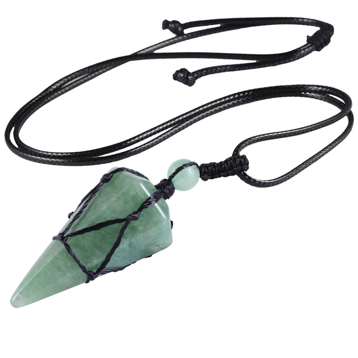 mookaitedecor Natural Green Aventurine Crystal Point Pendant Necklace for Women Men, Hexagonal Green Crystal Necklace Semi Precious Stone Necklace Healing Crystal Reiki Chakra Birthday Jewellery Gift