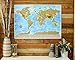 Scratch Off World Map Poster - Travel Map with US States, Country Flags, Scratching Tool, Wiping Cloth, Pins, and Carrying Pouch, for Travelers