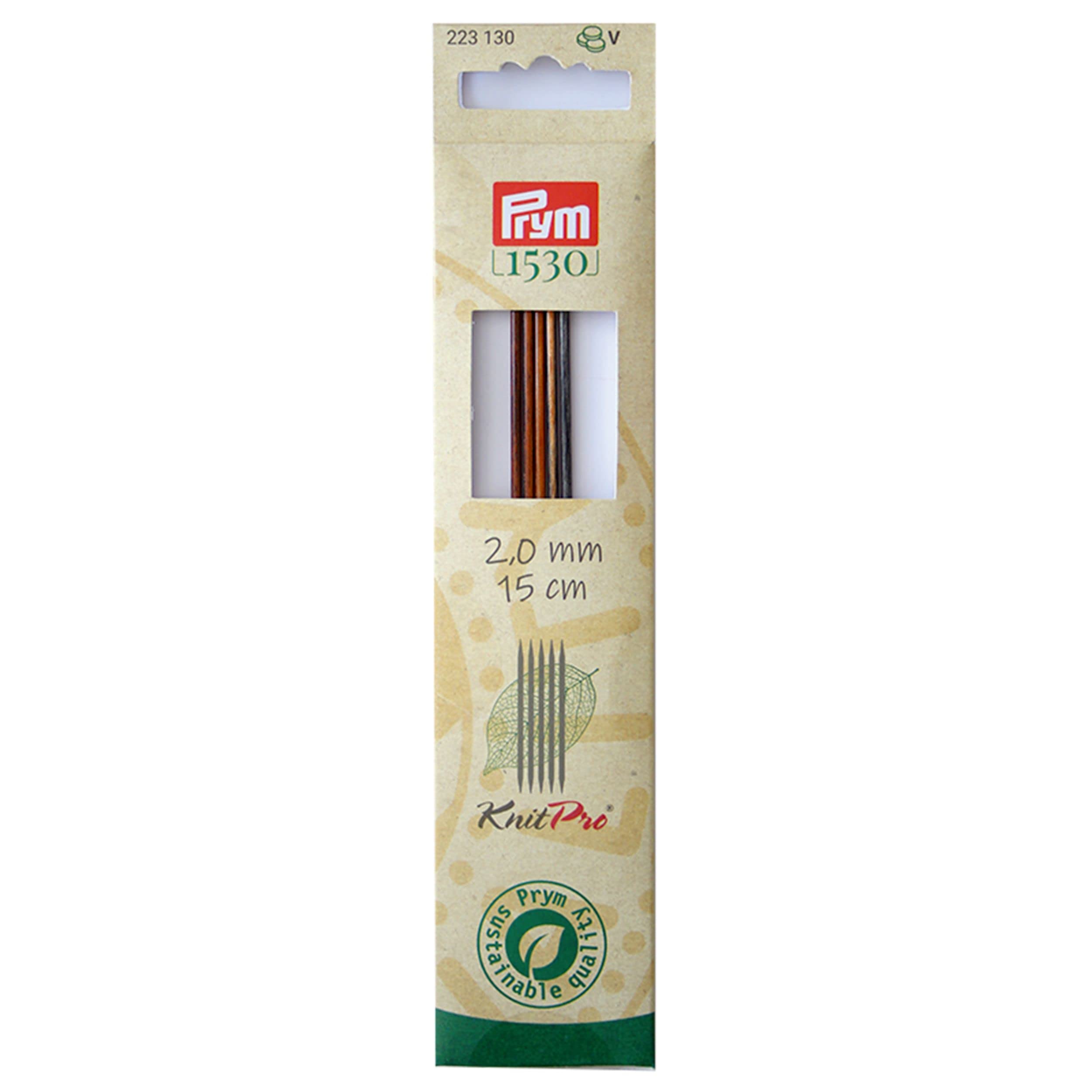 Prym 223120 Pointed Knitting Needles Natural Coloured 15 cm 2.00 mm Wood Multi-Coloured 2 mm