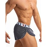 MIZOK Men's Slit Side Bodybuilding Shorts Breathable Mesh Workout Yoga Short