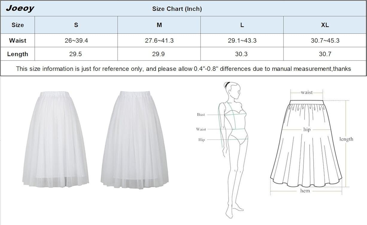 Joeoy Women's Elastic Waist Ballet Layered Princess Mesh Tulle Midi Skirt at  Women’s Clothing store