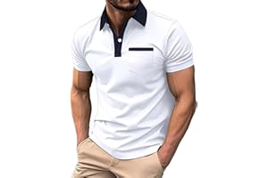 XOXINGYSM Mens Polo T Shirt Short Sleeve Causal Contrast Color Pocket T Shirts Stylish Golf Sports Tees Lightweight Summer Work Tops