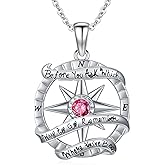 Adnix Compass Necklace 925 Sterling Silver Compass Necklace Graduation Inspirational Jewelry for Women Men