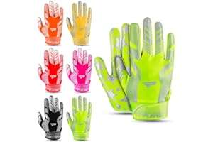 PLAYEUR Sticky Receiver Adult and Kids Football Gloves - Stretch Fit, Durable Grip | Youth Football Gloves for Boys 8-12 in Vibrant Colors