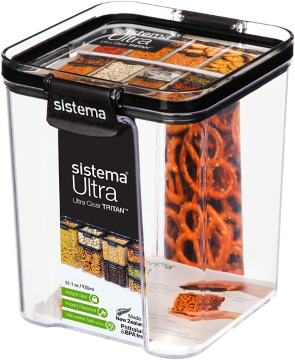 Sistema Ultra Airtight Pantry Storage Container, Clear Black, 1 Count (920 ml)