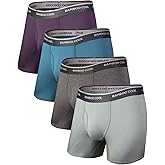 BAMBOO COOL Men's Underwear Boxer Briefs Soft Breathable Underwear (4 or 7 Pack)