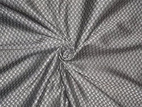 silk brocade silver x grey tiny paisleys 44"