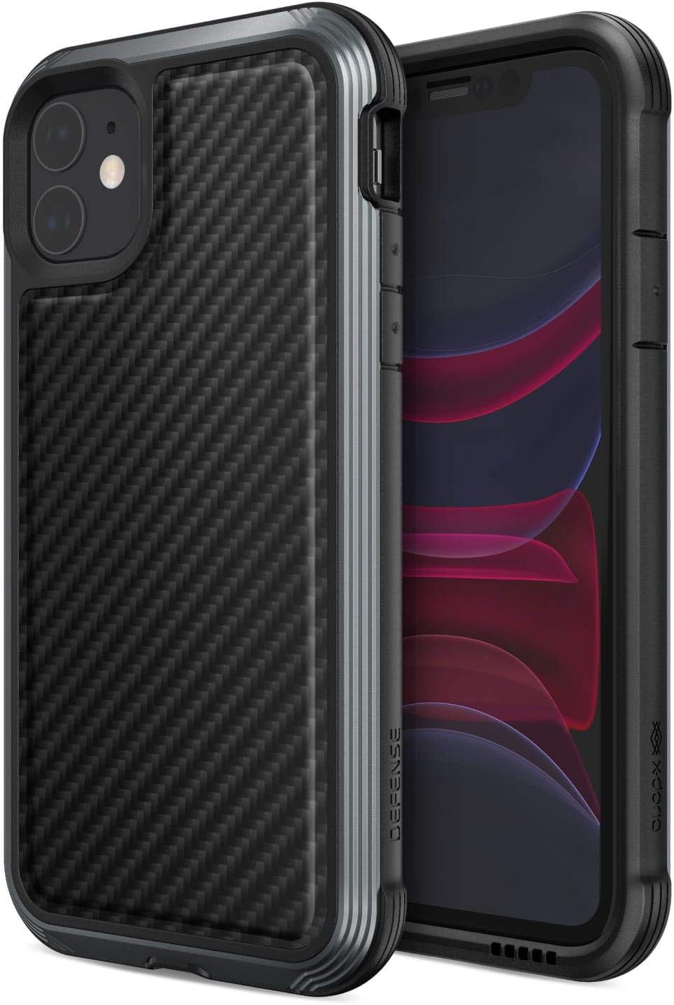 X-Doria Defense Lux, iPhone 11 Case - Military Grade Drop Tested, Anodized Aluminum, TPU, and Polycarbonate Protective Case for Apple iPhone 11, (Black Carbon Fiber)