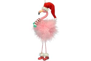 KURT S. ADLER Pink Flamingo in Santa Hat and Feathers Christmas Holiday Ornament