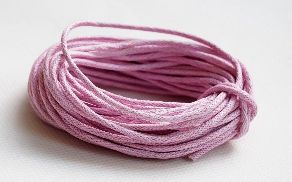 PINK 2mm Waxed Wax Cotton Cord Macrame Jewelry Bracelet String (10yd Skein)