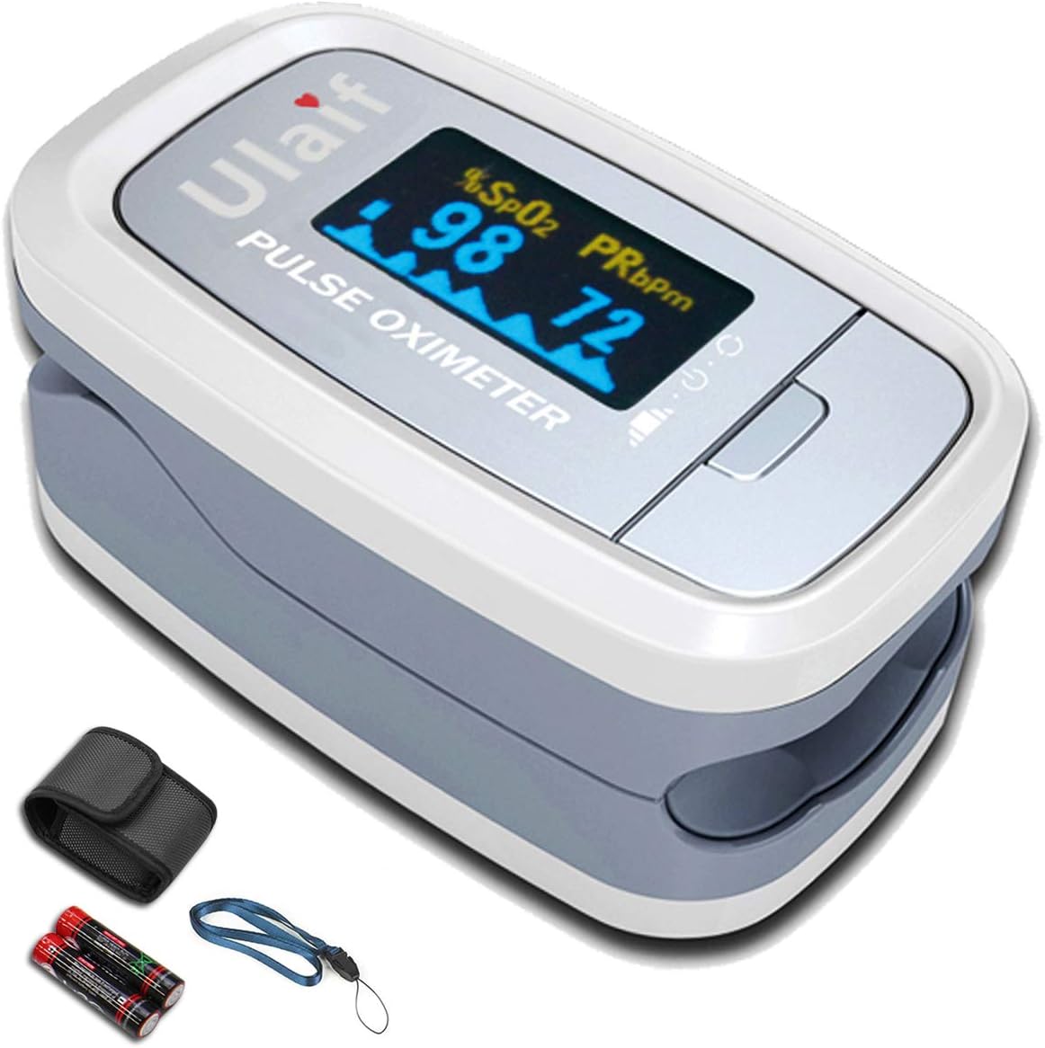 Pulse Oximeter Fingertip with Plethysmogra, So2 Oxygen Saturation Heart Rate Monitor, Portable OLED Display