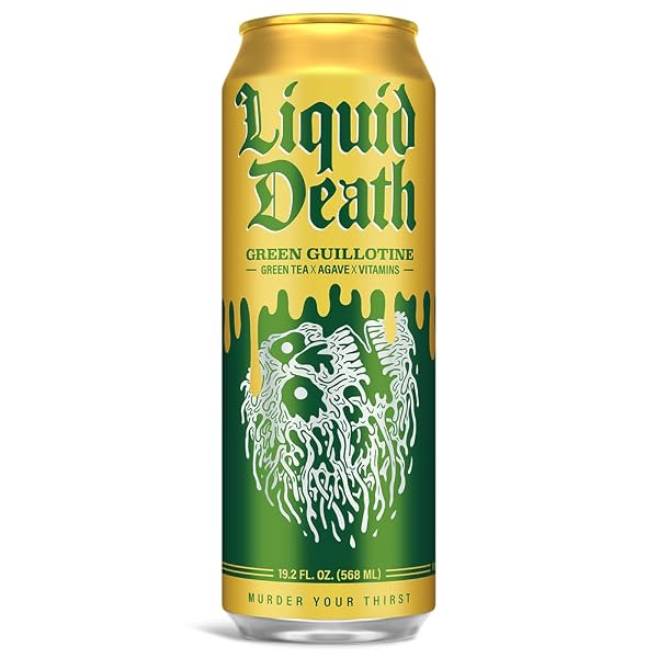 LIQUID DEATH, GREEN GUILLOTINE ICED TEA, 8-PACK (19.2OZ CANS), GREEN TEA, LOW CALORIE, NO ARTIFICIAL SWEETENERS, B12 & B6 VITAMINS