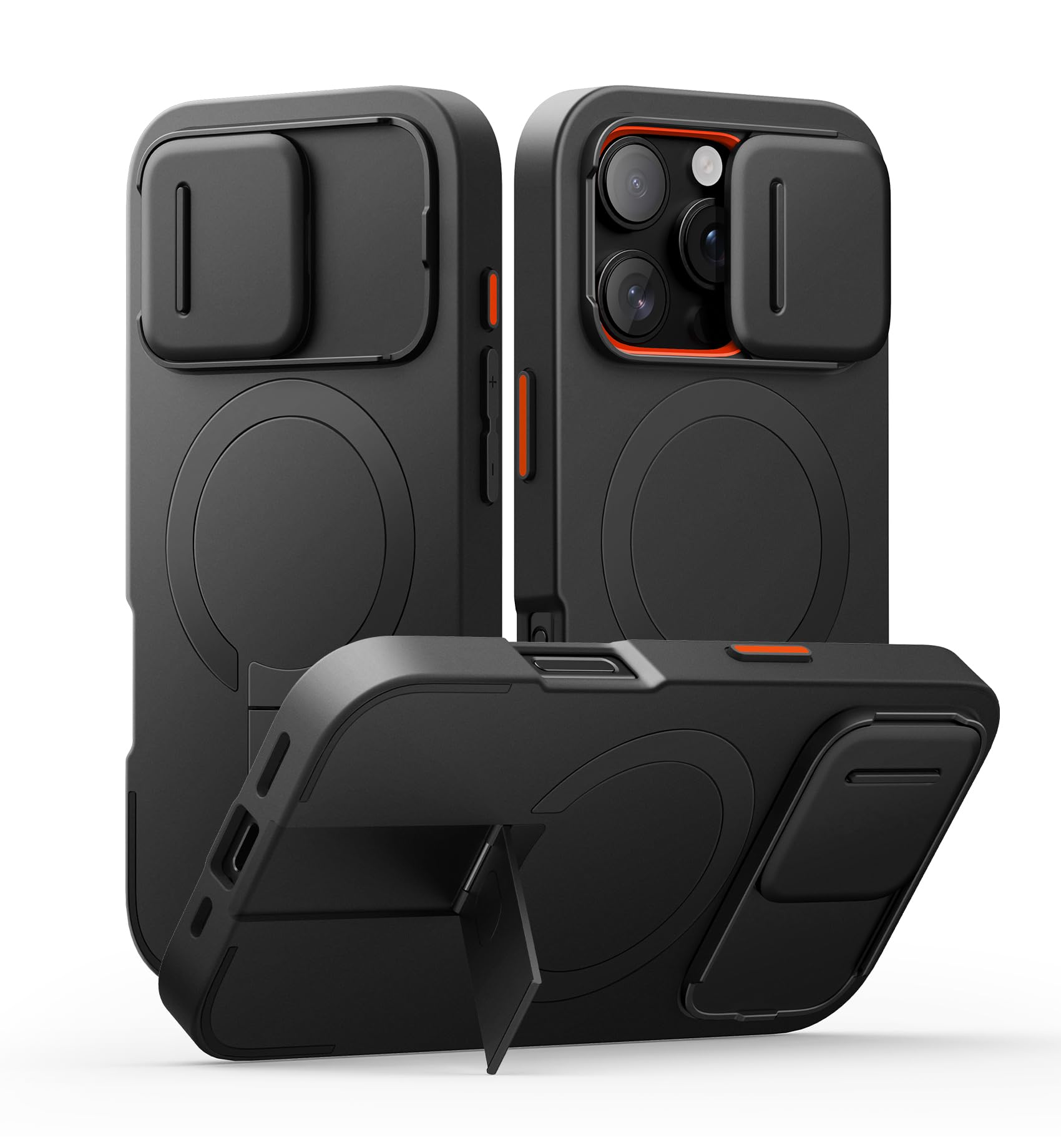 Photo 1 of SURITCH for iPhone 16 Pro Case with Slide Camera Cover and Adjustable Kickstand, Compatible with MagSafe, Shockproof Bumper Case Slim Protective Cover for iPhone 16 Pro 6.3 Inch,Black
